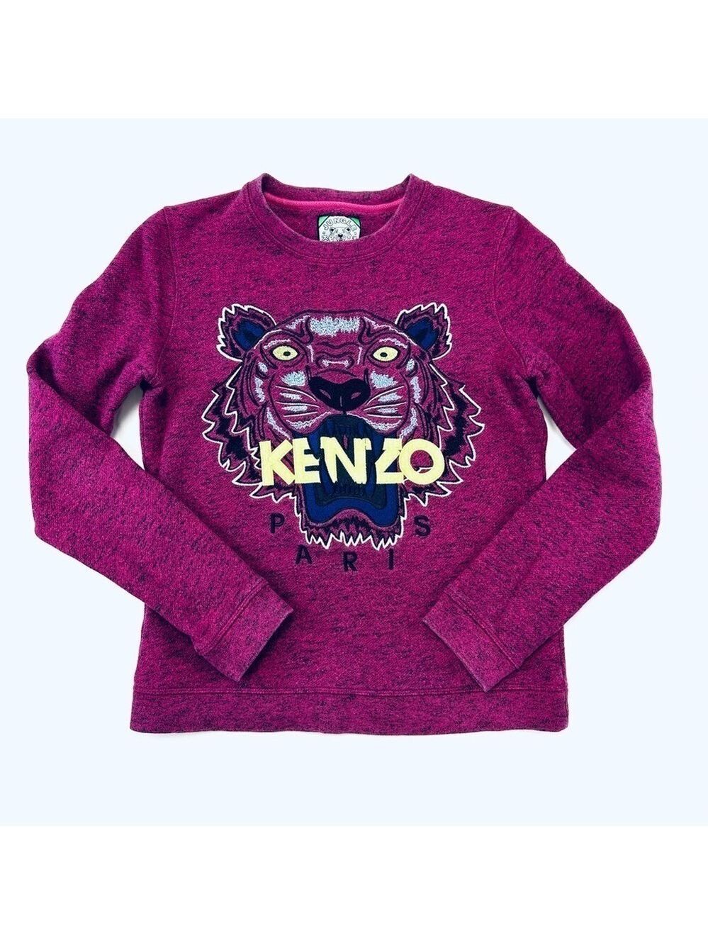 Kenzo Paris Jungle magenta French Terry embroidered lion womens sweatshirt Small
